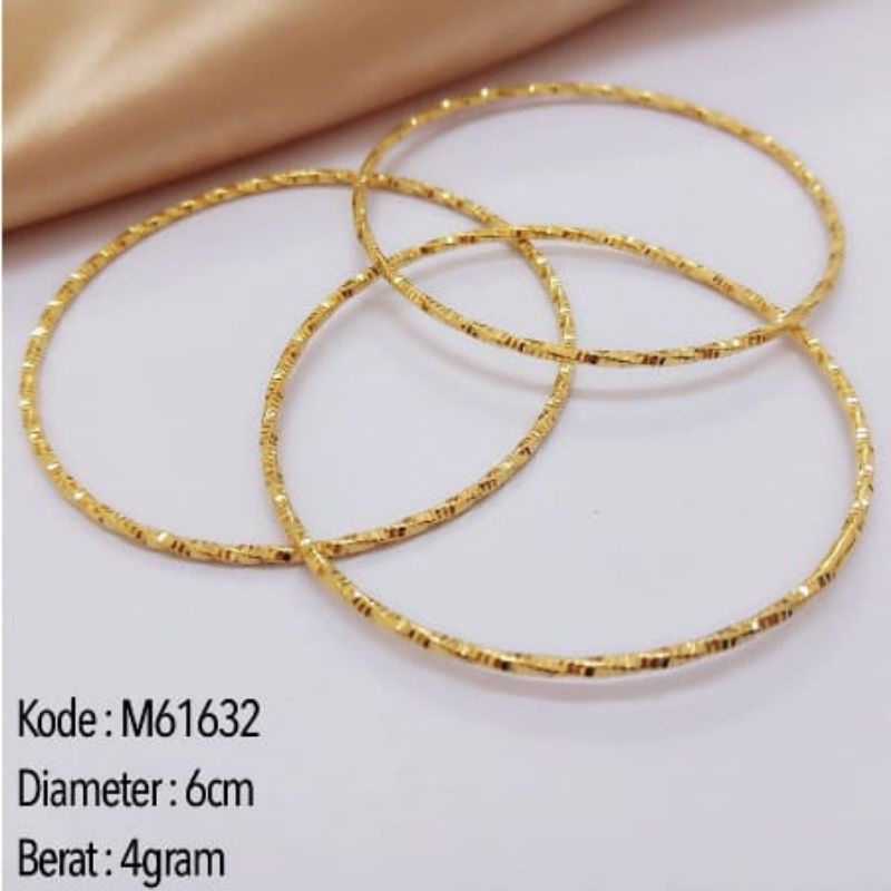 GELANG TANGAN KERONCONG TITANIUM ISI 3 PCS SLOP LANGSUNG LAPIS EMAS 24 KARAT
