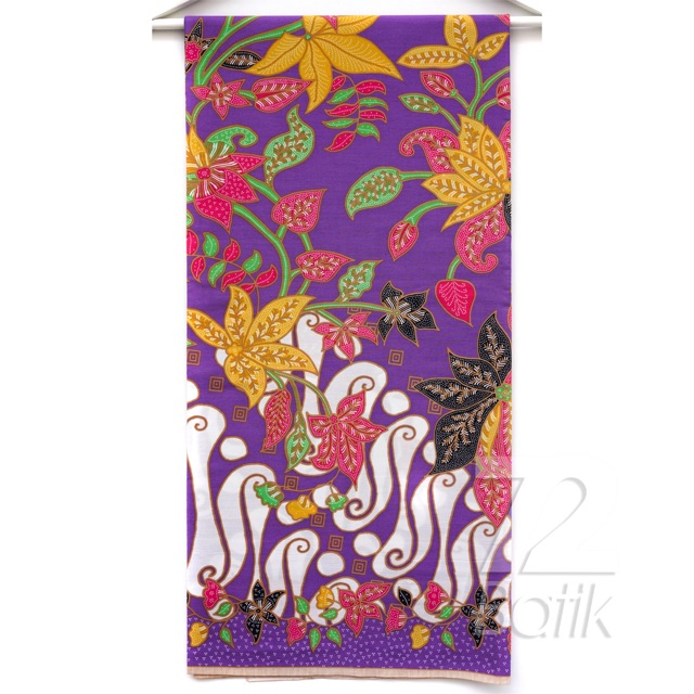 KAIN BATIK KATUN Premium Motif Paarang Kembang Warna Ungu Violet Kuning 722528 Cap 72 Jarik Jarit Samping Kebat Panjang Batik Katun Modern Premium Bahan Seragam Batik Pernikahan Kantor Keluarga Murah Kamen Jadi Batik Bali Lembaran