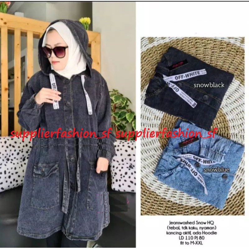 Parka Jeans Wanita / JAKET JEANS PARKA / PARKA JEANS off white ORI SF