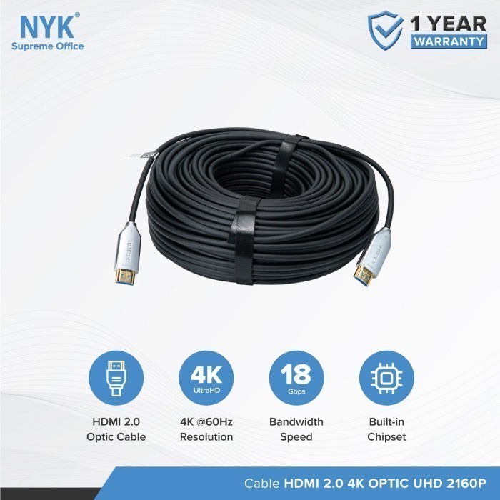 Kabel Active Fiber Optic HDMI 2160P Ultra HD 4K HDR NYK Cable