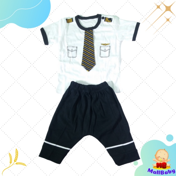 Baju Bayi Laki Laki 6-12 Bulan Setelan Bayi Laki Laki 1 Tahun Pilot