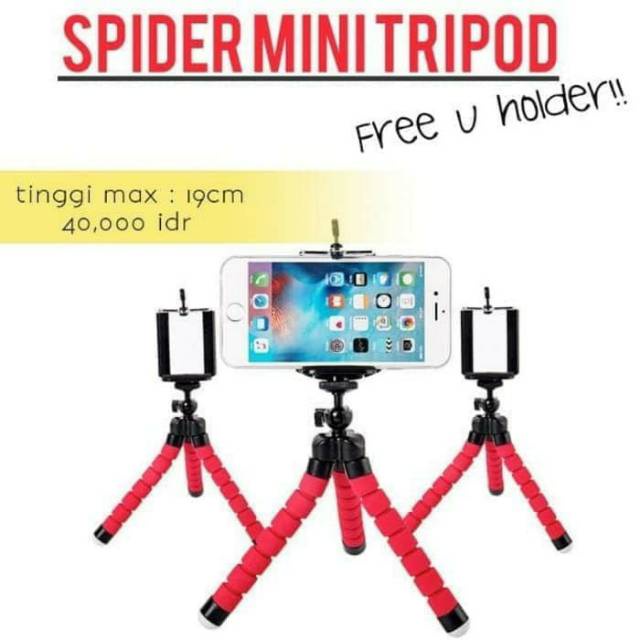 Tripod Mini Gorilla Spider + Holder U tripod Camera/ Handphone