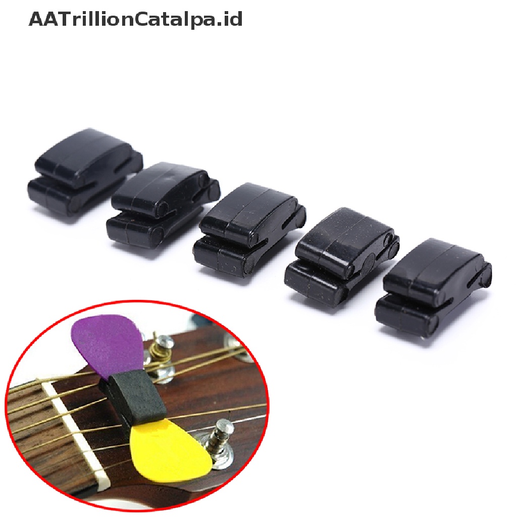 Aatrillioncatalpa 5pcs Holder Pick Gitar Bahan Karet Warna Hitam