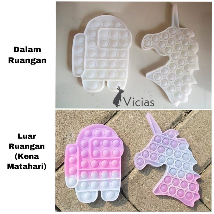 (BISA PILIH MOTIF) Pop it unicorn among us uv light berubah warna / Mainan Pop It Karakter Fidget Push Pop It Among Us Unicorn Ice Cream Pop Its Mainan Anak POP IT PUSH Fidget Toys Rainbow Unicorn Mainan Anak Stress Relieve GoBang Toy-4