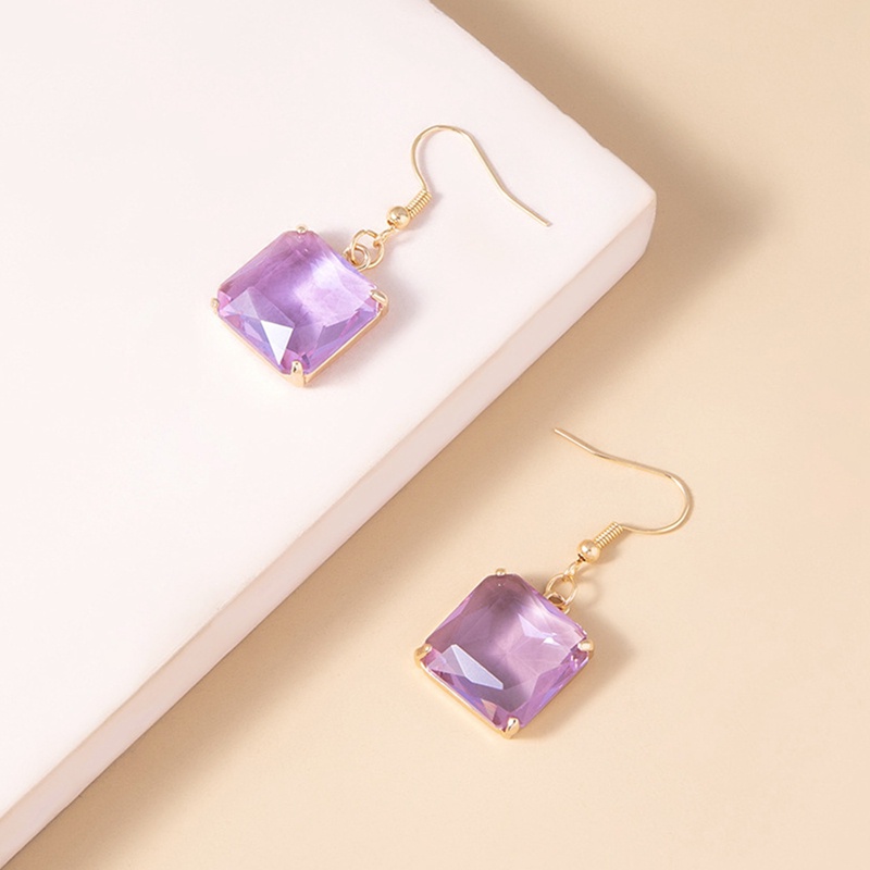 Anting Tusuk Gantung Bahan Resin Desain Geometri Hias Kristal Hijau Gaya Vintagebarok Untuk Wanita