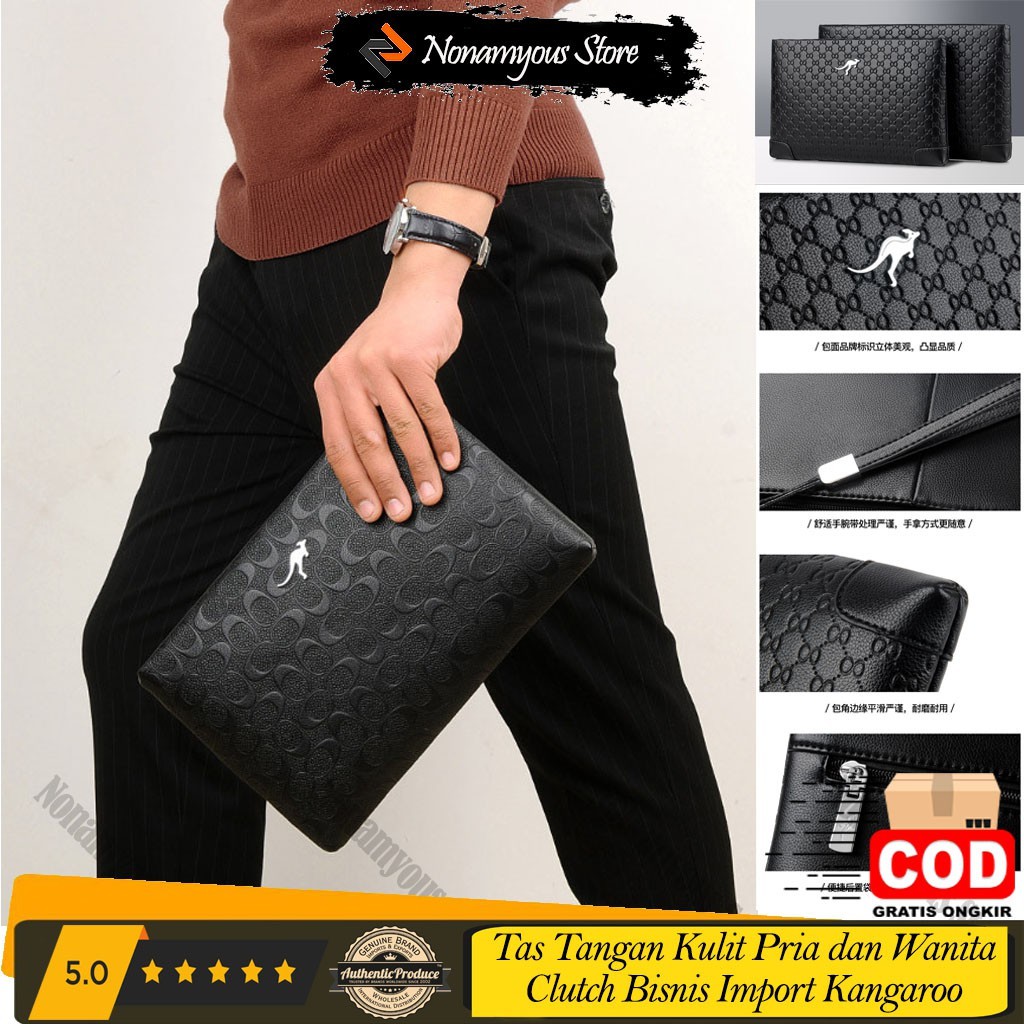 [KULIT PREMIUM] Tas Tangan Dompet Clutch Kulit Import Pria dan Wanita Bisnis Original Kangaroo