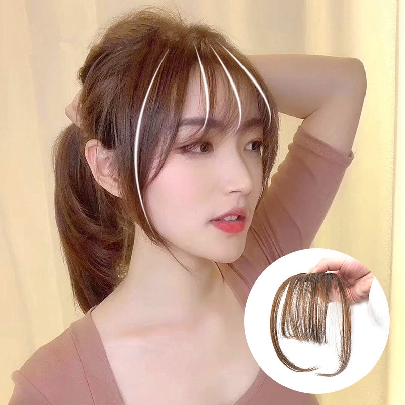 Wig/Rambut Palsu Model Klip In Air Bangs Bahan Sintetis Untuk Wanita