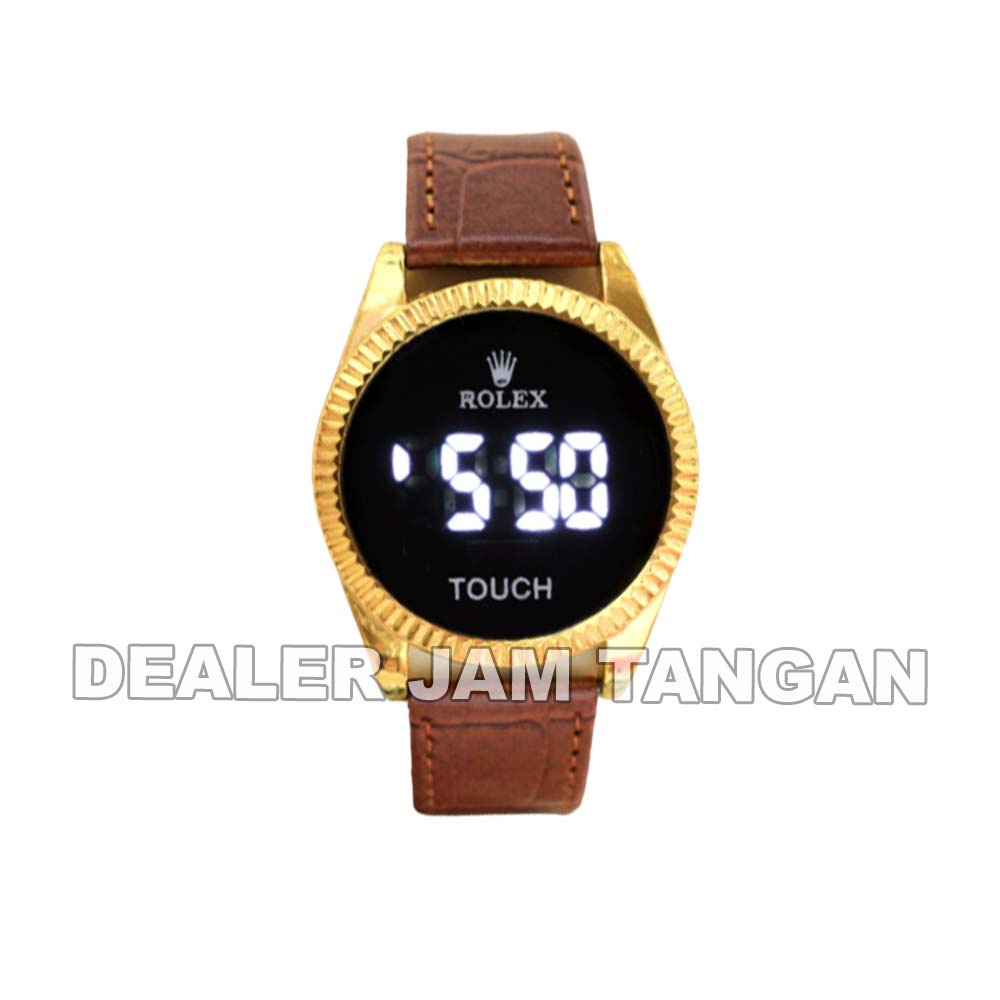 Rolex LED - Grosir Jam Tangan Pria Wanita Rolex LED Digital F15-4050 Tali Kulit Tanggal Aktif Garans