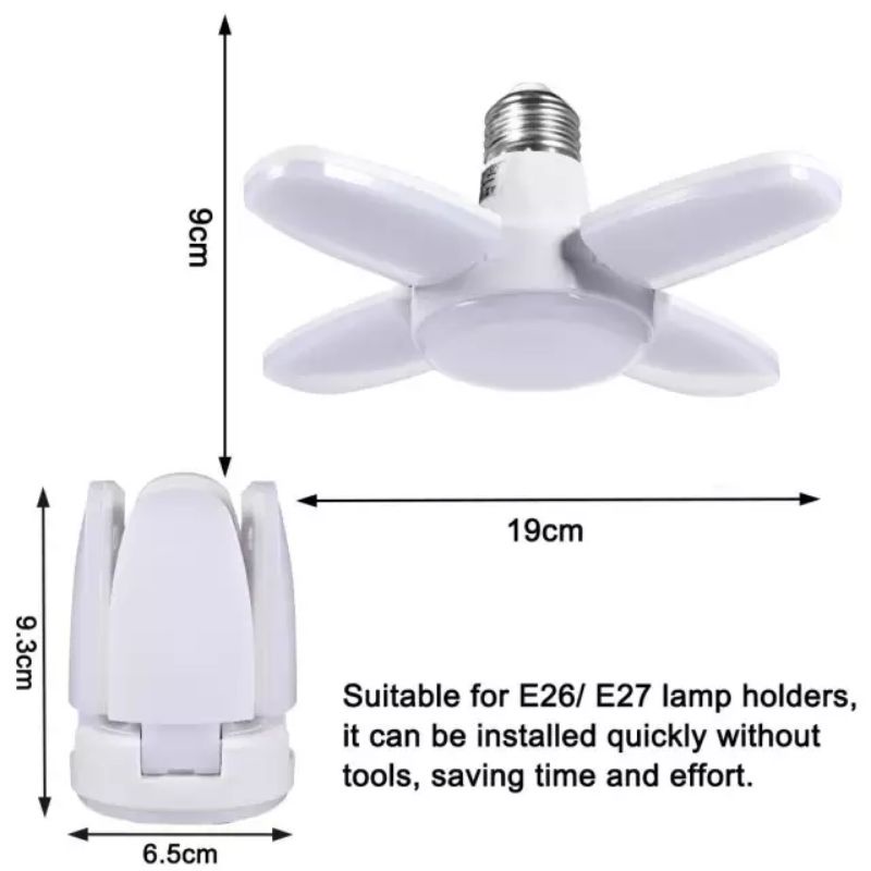 Lampu Bohlam Led Mini E27 28W /6500K Folding Blade Bulb Super Terang