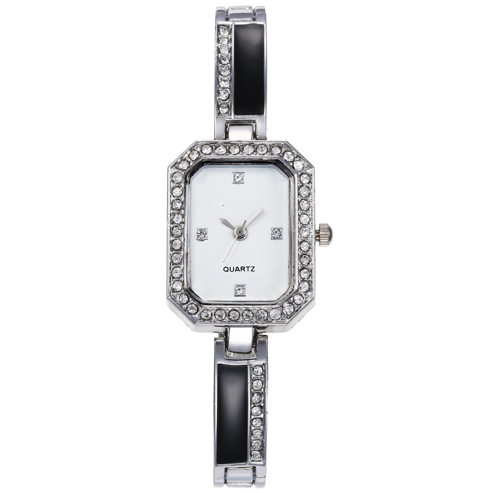 COD Jam Tangan Quartz Strap  Analog Casual Gaya Retro Untuk Wanita Watch Korean Fashion W187-Putih hitam