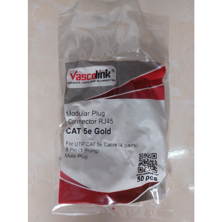 Konektor RJ45 Cat5e GOLD 50Pcs Vascolink