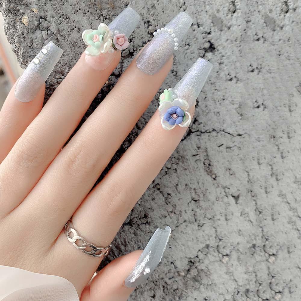 AUGUSTINA Agustina Kuku Seni Bunga Perhiasan Musim Panas Mutiara Keramik Bunga Indah DIY Nail Art Ornamen