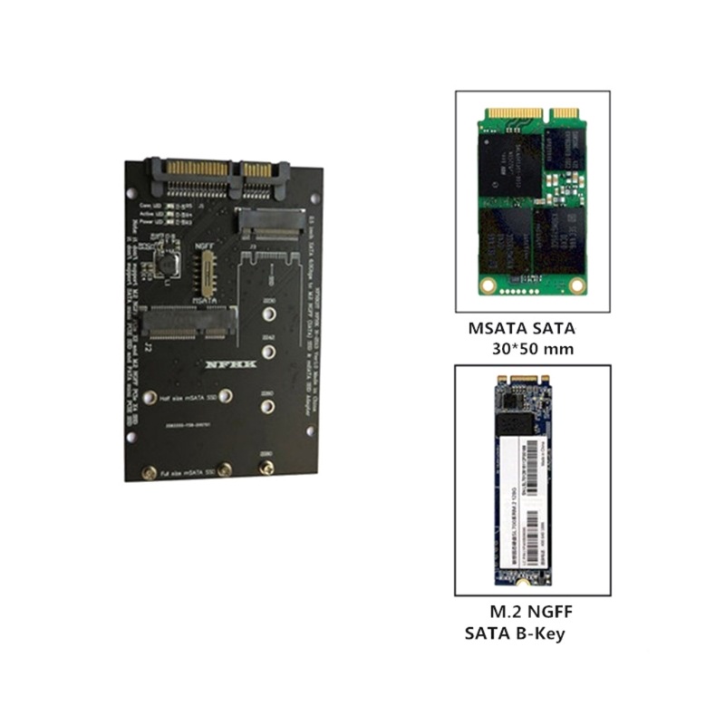 Btsg for M.2 Msata SSD to Adapter Card Board 2in1 2230 2242 2280 Untuk PC Laptop