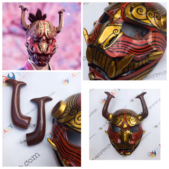 Free Fire Oni Kitsune Sakura Skin Game Mask Topeng Kayu Cosplay Anime Jepang Shopee Indonesia