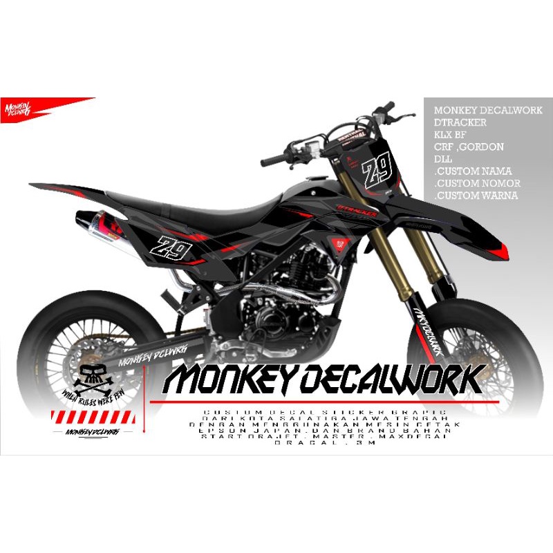 DEKAL STICKER DECAL KLX D-TRACKER GRAFIS SIMPLE ABU ABU MERAH CUSTOM