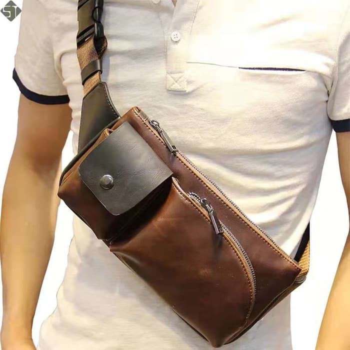 Tas Selempang Cowok Murah Messenger Bag Jeep Pria Kulit Leather K XX701 Tas Selempang Pria Impor Ver