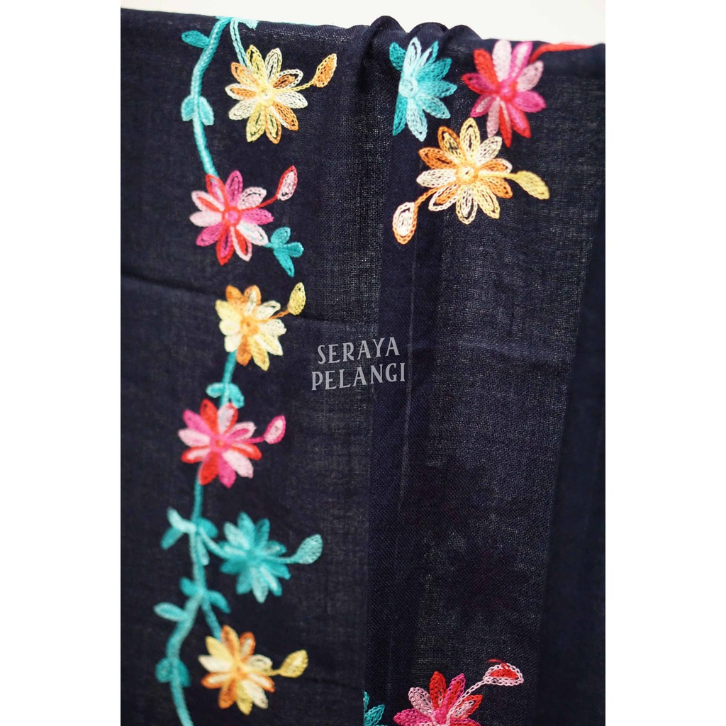 Pashmina Cashmere Bordir Ukuran Lebar | Selendang | Scarf | Syal | Shawl | Pasmina | Souvenir | Hadiah | Gift | Aksesoris Fashion | Import Quality | Grosir Murah