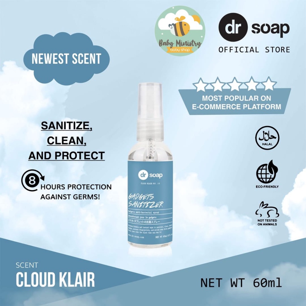 DR.soap / DR SOAP GAdget SANITIZER CLOUD KLAIR - 60ML PEMBUNUH KUMAN DAN KOTORAN