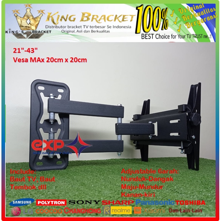 Bracket TV CHANGHONG 14 s/d 43 inch 6 ARAH FULL BESI SUPER KOKOH GARANSI 100% ORI