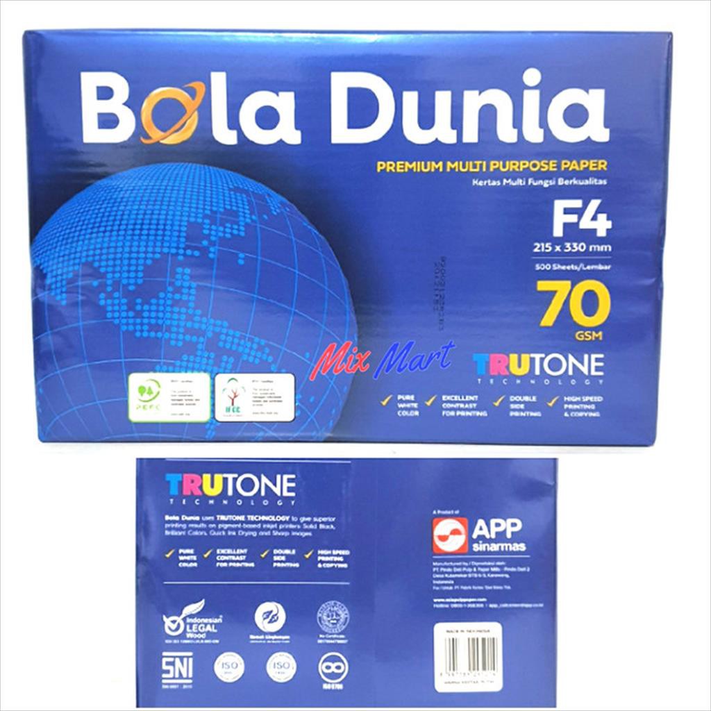 

Kertas Fotocopy F4 70 gram Bola Dunia 215 x 330 mm