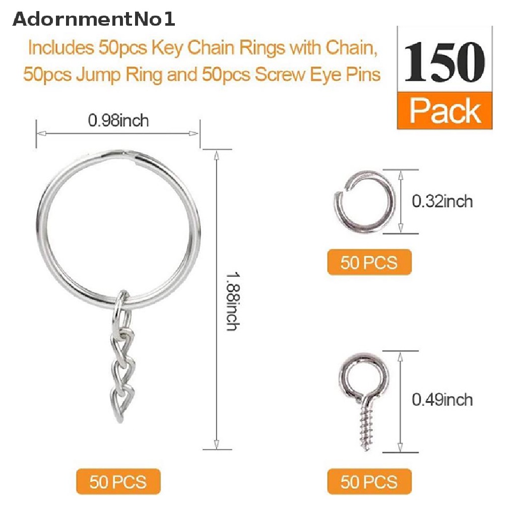 (AdornmentNo1) 150pcs / Set Gantungan Kunci Ring + Sekrup + Pin Mata Untuk Aksesoris DIY