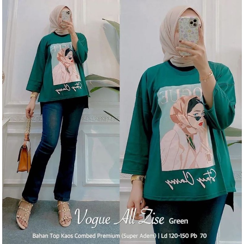 Kaos Oversize Wanita Muslim Vogue Blouse/ Kaos Import Mat Combad 24s BC
