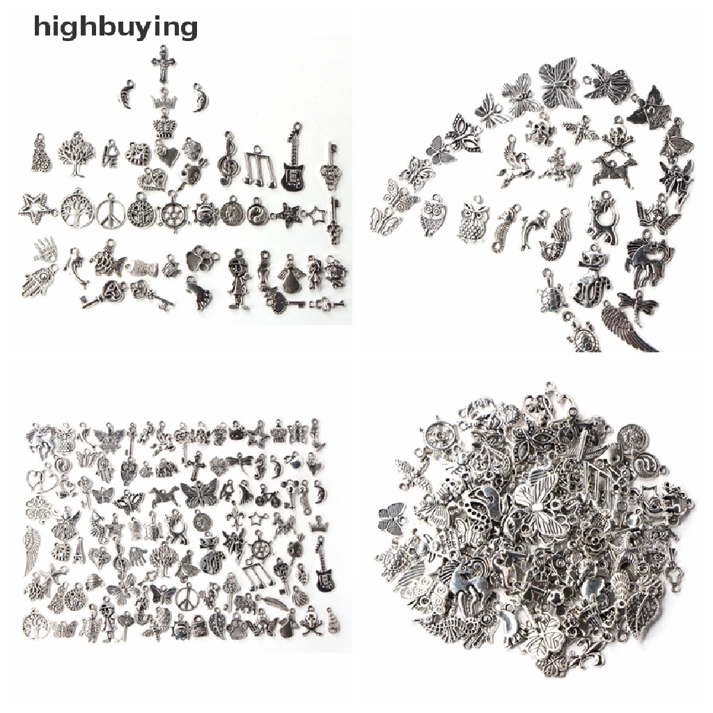 Hbid 100pcs Liontin Silver Tibet Campur Untuk DIY Perhiasan