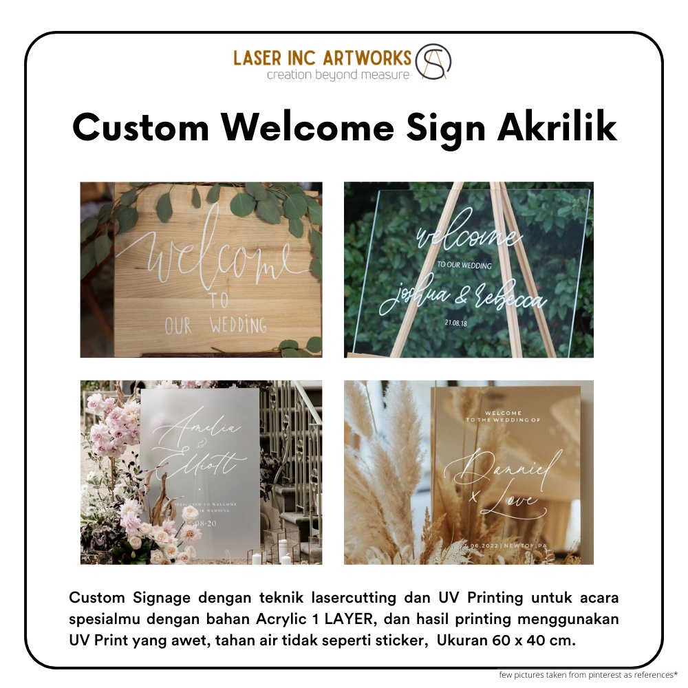 Welcome Sign Acrylic Wedding / Dekorasi Lamaran Wedding Akrilik Papan Nama Engagement