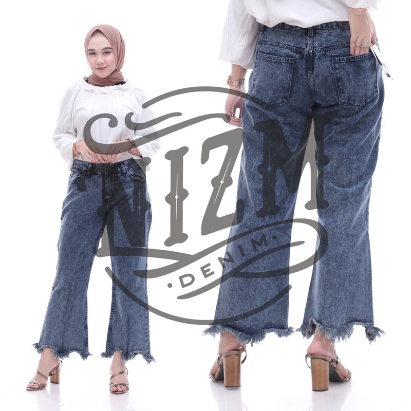 NIZMDENIM CELANA JEANS HIGHTWAIST CUTBRAY RAWIS SNOW BLACK / HW CUTBRAY JEANS