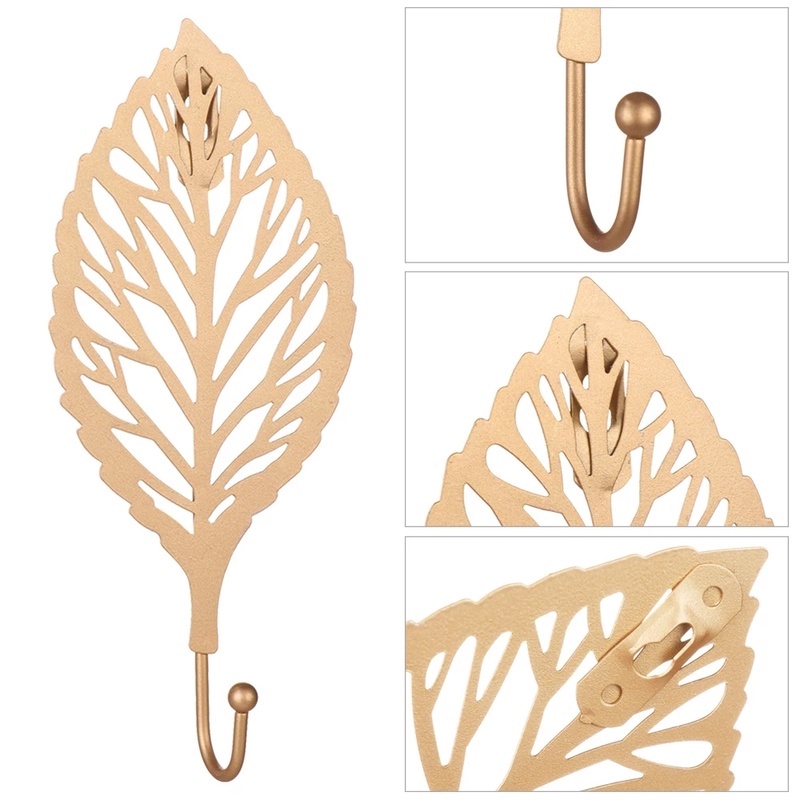 [1Pc Home Creative Leaf Shape Mini Storage Hooks] [Multifunction Bathroom Kitchen Self Adhesive Nail-Free Door Hanger Hook]