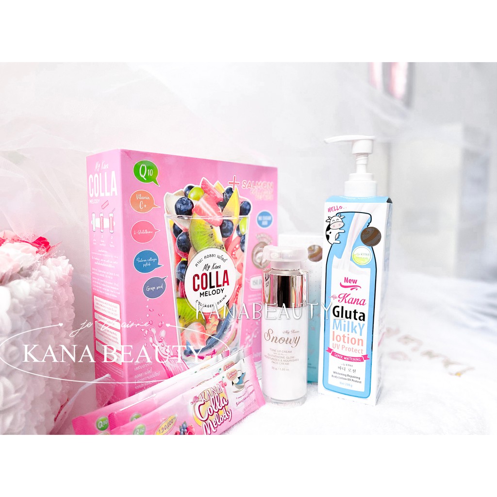 PAKET A (COLLA MELODY + GLUTA MILKY LOTION + SNOWY BY MYKANA)