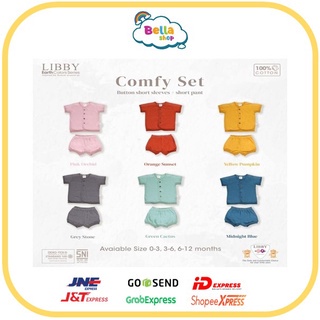 LIBBY EARTH SERIES COMFY SET SETELAN BAJU PENDEK DAN PANJANG KANCING TENGAH CELANA PENDEK DAN PNJG B1