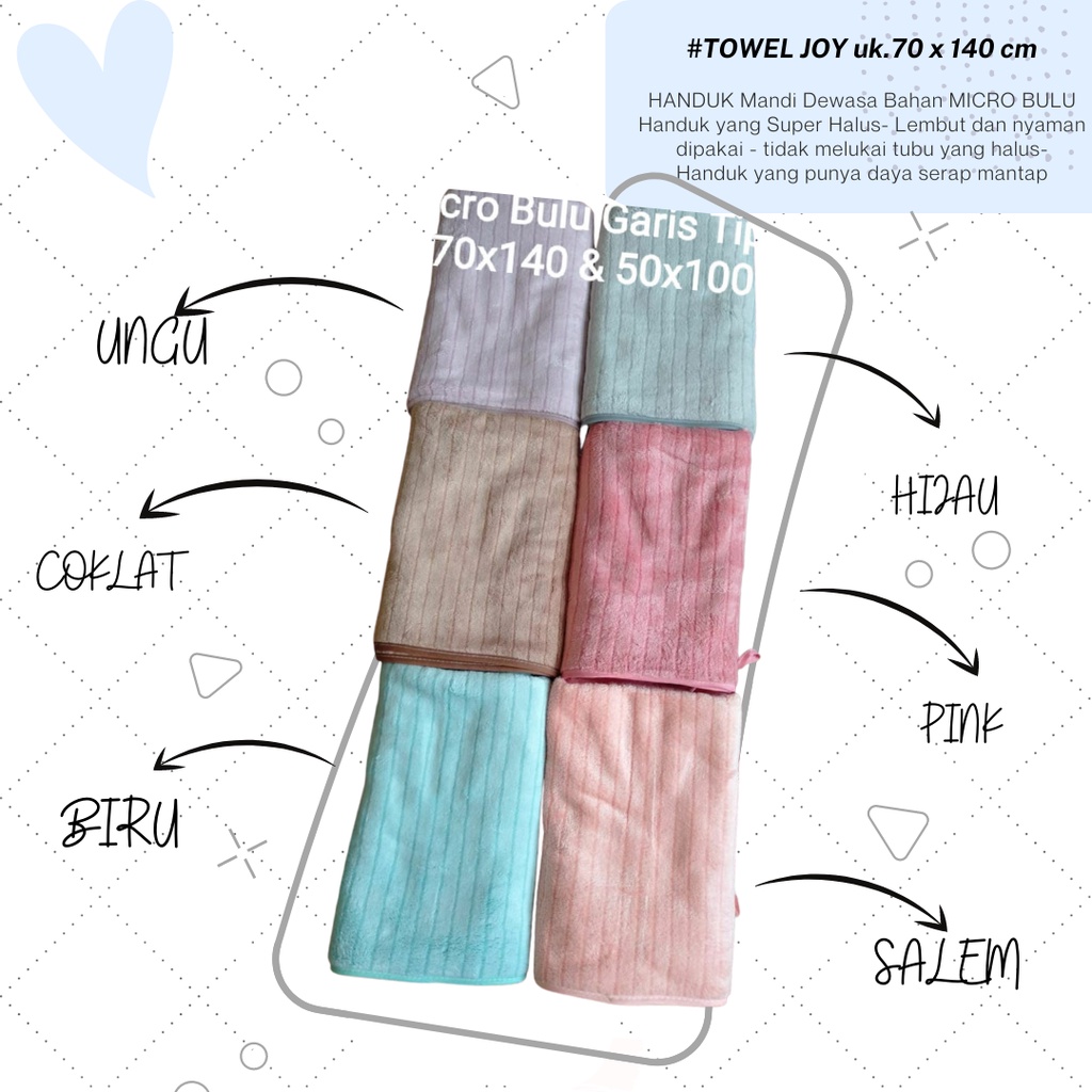 Handuk Mandi DEWASA merk TOWEL Uk. 70x140cm Motif POLOS