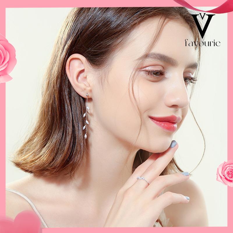 [COD]S925 Silver Willow Earrings Wanita Temperamen Anting Rumbai Panjang Sederhana-FA