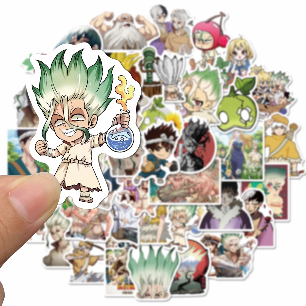 50 Pcs Stiker Motif Kartun Anime Dr. Stone War Tahan Air Untuk Dekorasi Notebook