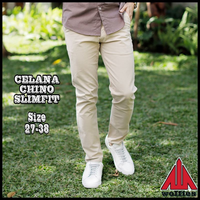 TERLARIS] CELANA PANJANG PRIA UKURAN 27-38 PREMIUM QUALITY CHINOS SLIMFIT COWO SKINNY POLOS COWOK