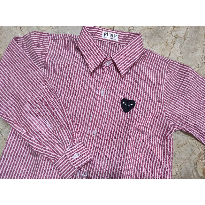 kemeja CDG  Heart Hati Garis anak Play CDG Stripe shirts for kids