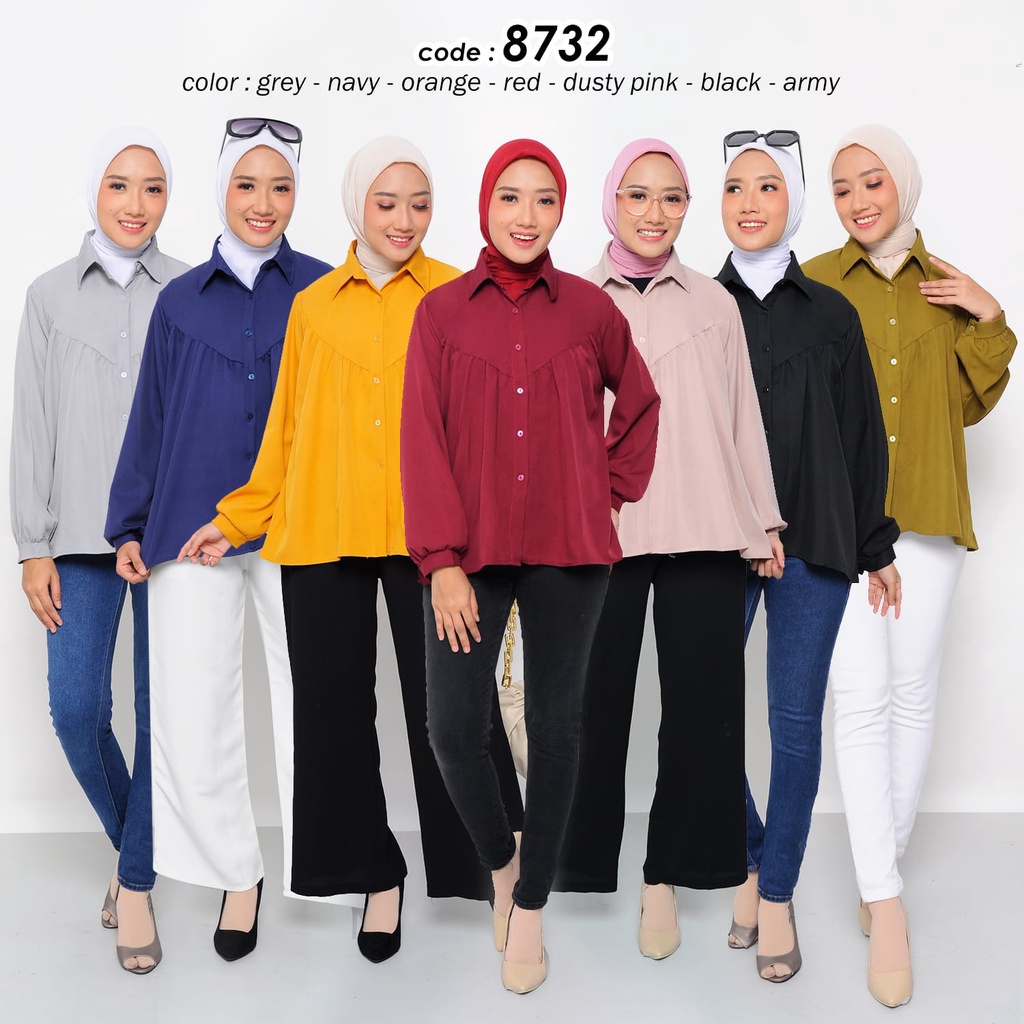 kemeja korean blouse wanita/atasan stella shirt lengan panjang