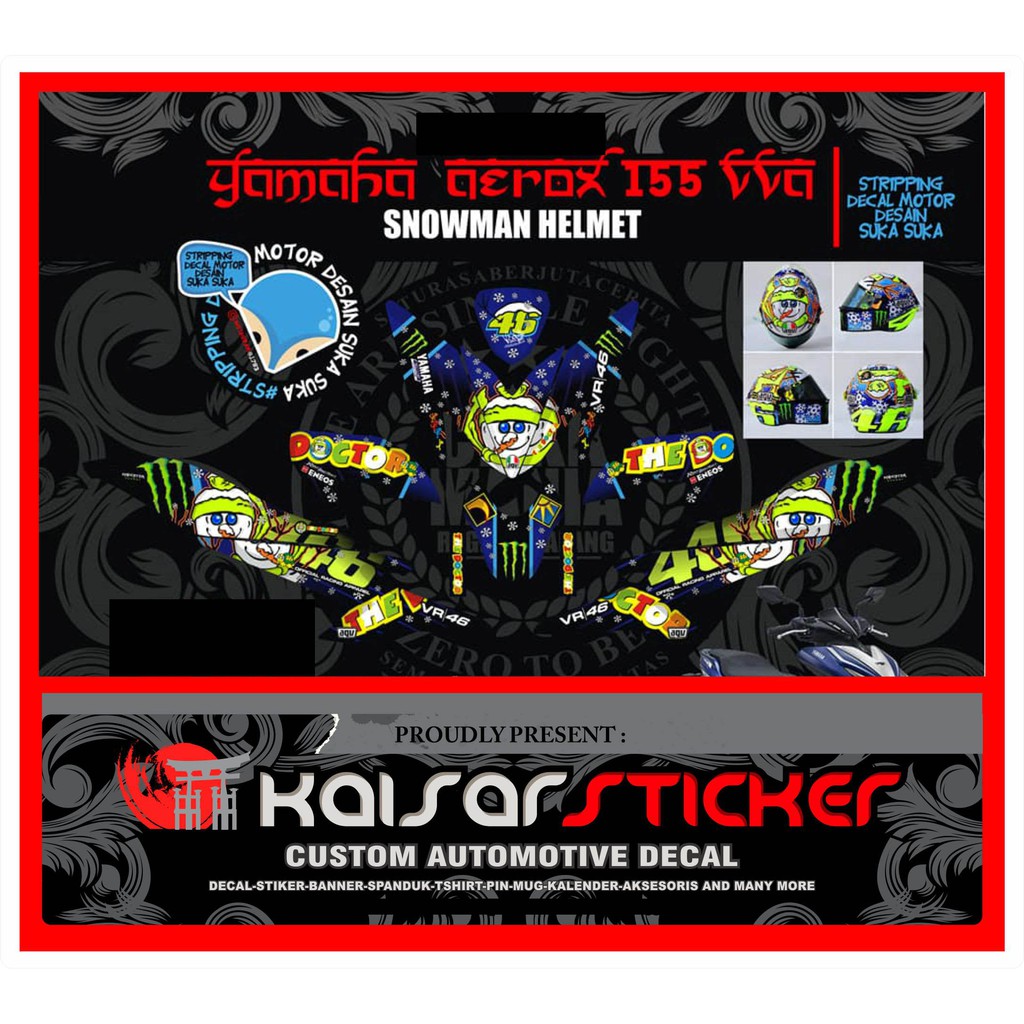 Sticker Striping Motor Stiker Decal Yamaha Aerox 155 Full Body Art Helm