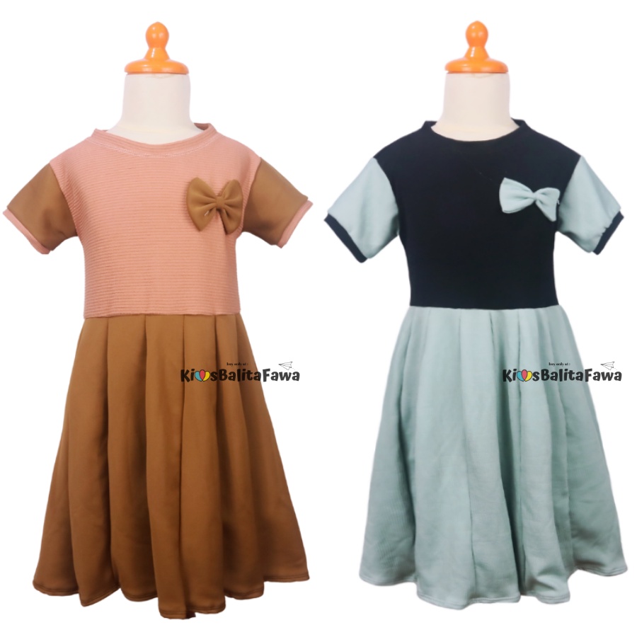 Dress Karin uk 5-6 Tahun / Balita Anak Perempuan Dres Lengan Pesta Kaos Baju Murah Gaun Pesta Import