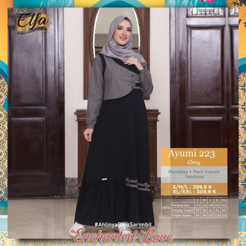 Gamis Bunda ETHICA AYUMI 223 GREY | SARIMBIT KELUARGA ELFA 208 GREY
