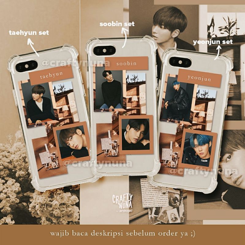 (TX-002) TXT Brown Vintage Aesthetic Sticker Set by Crafty Nuna ✨ stiker case hp kpop yeonjun soobin estetik