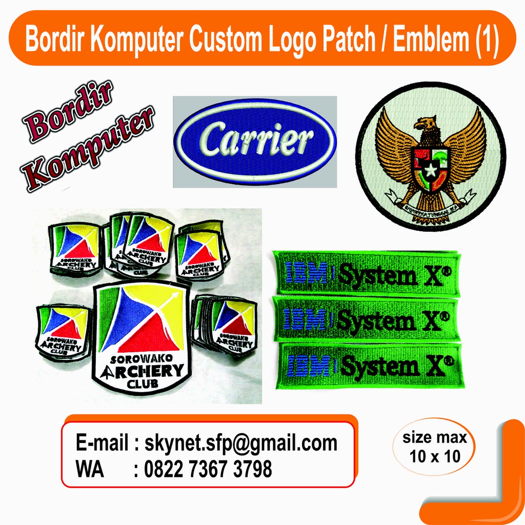  Bordir  Komputer Custom  Logo Patch Emblem  Bet 10x10 