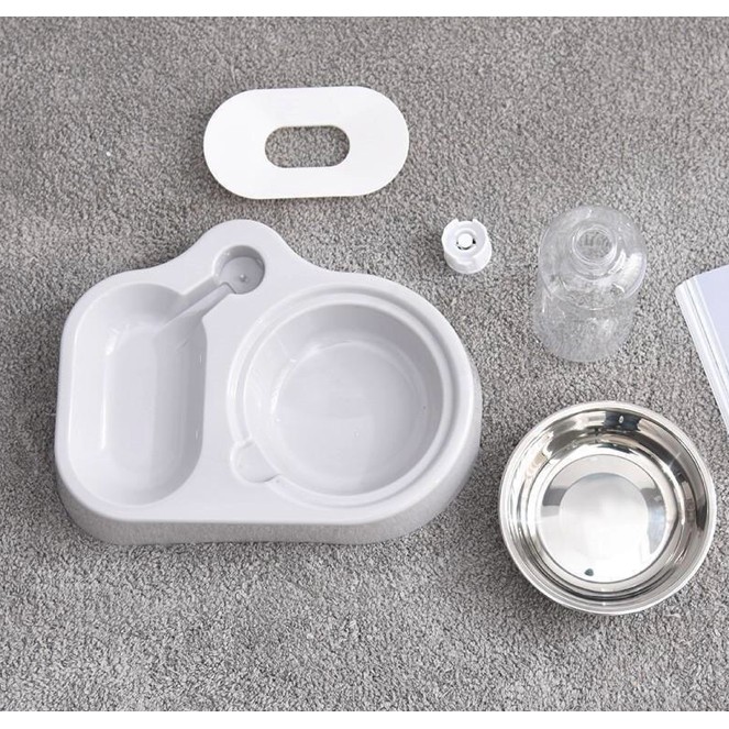 Adda Home - Auto Feeder Dispenser Makan Minum Anjing Kucing Kelinci Mangkuk Stainless 40.5x23x19.5cm