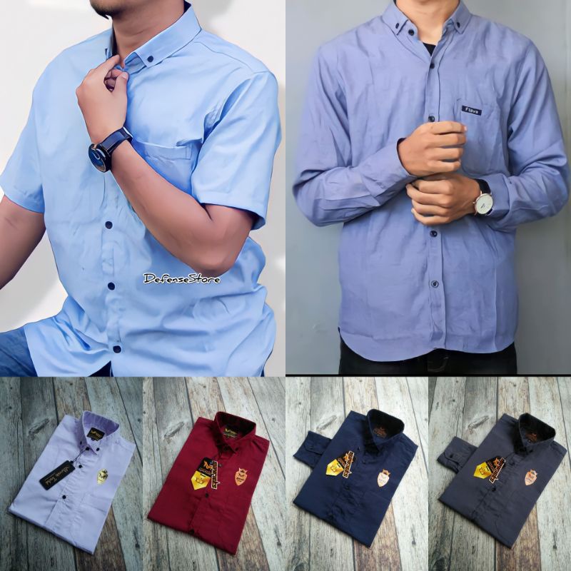 KEMEJA PRIA LENGAN PANJANG PENDEK POLOS CASUAL DISTRO BAJU KERJA PUTIH HITAM HEM KASUAL COWOK
