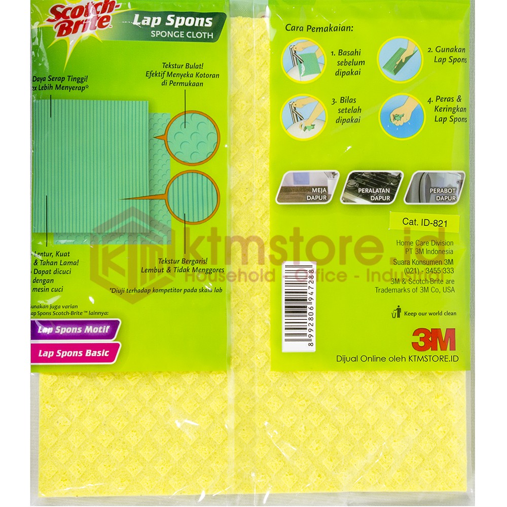 3M Scotch Brite Lap Spons Sponge Lap dapur meja lantai ID-821