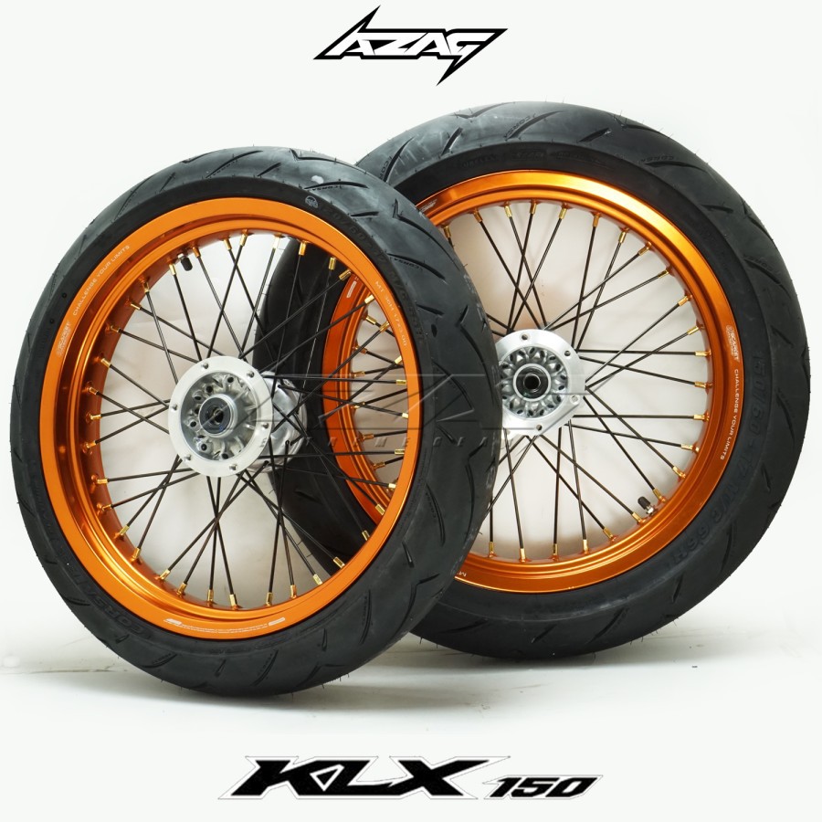 BANSET WHEELSET SUPERMOTO KLX 150 VELG SCARLET ORANGE BAN CORSA R93
