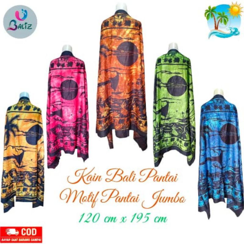 Kain Pantai Std/ Selendang Pantai /Sarung Bali / Selimut Pantai/ Kain Aksesories / Motif Pemandangan Pantai