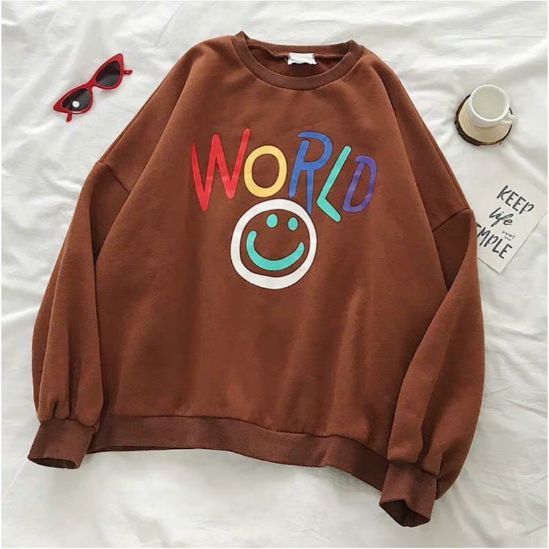 WORLD SMILE SWEATER WANITA - ATASAN TEBAL PREMIUM