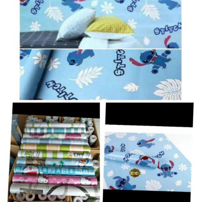 Wallpaper Lilo Stitch Biru Panjang 8M UK 1 roll